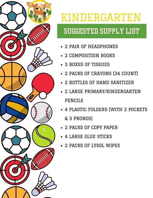 Kindergarten supply school list